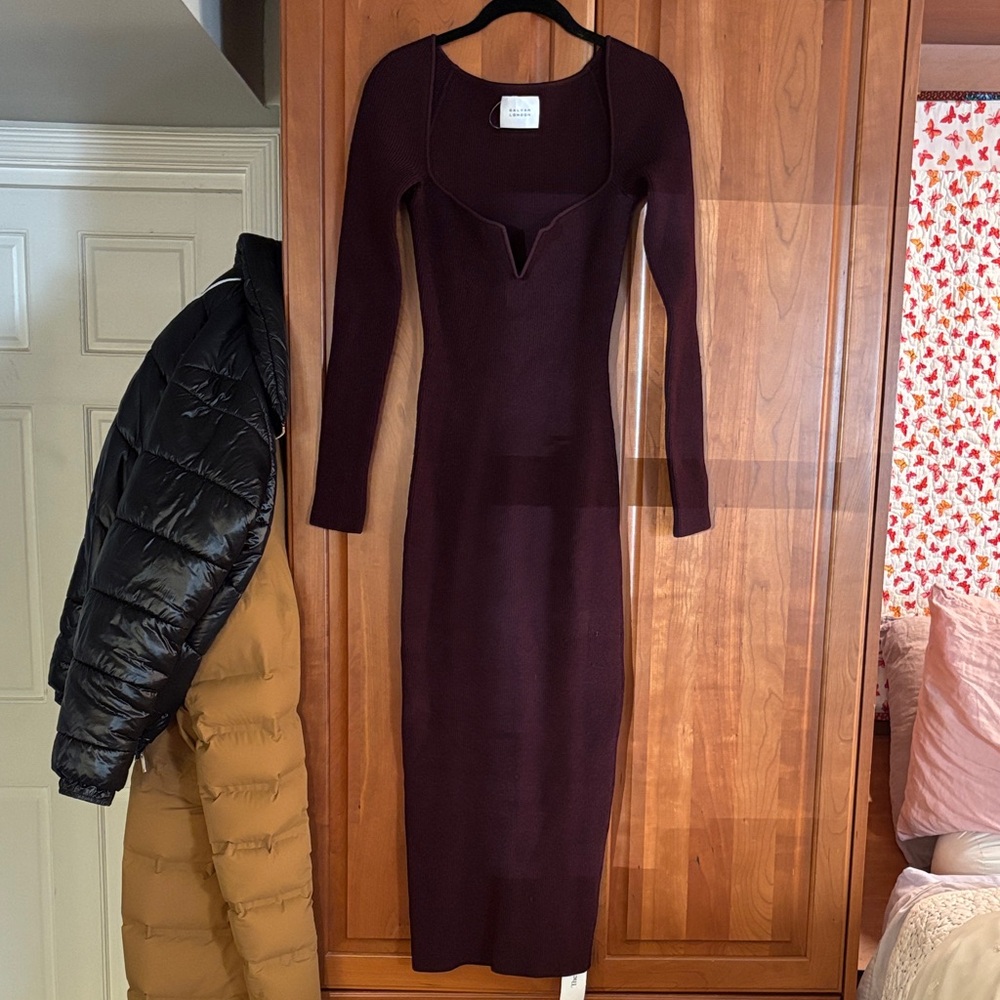 Chic Long Sleeve Maroon Dress